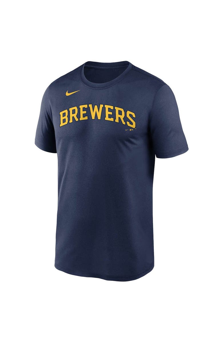 Nike Men's Nike Navy Milwaukee Brewers Wordmark Legend Performance T-Shirt, Alternate, color, Navy