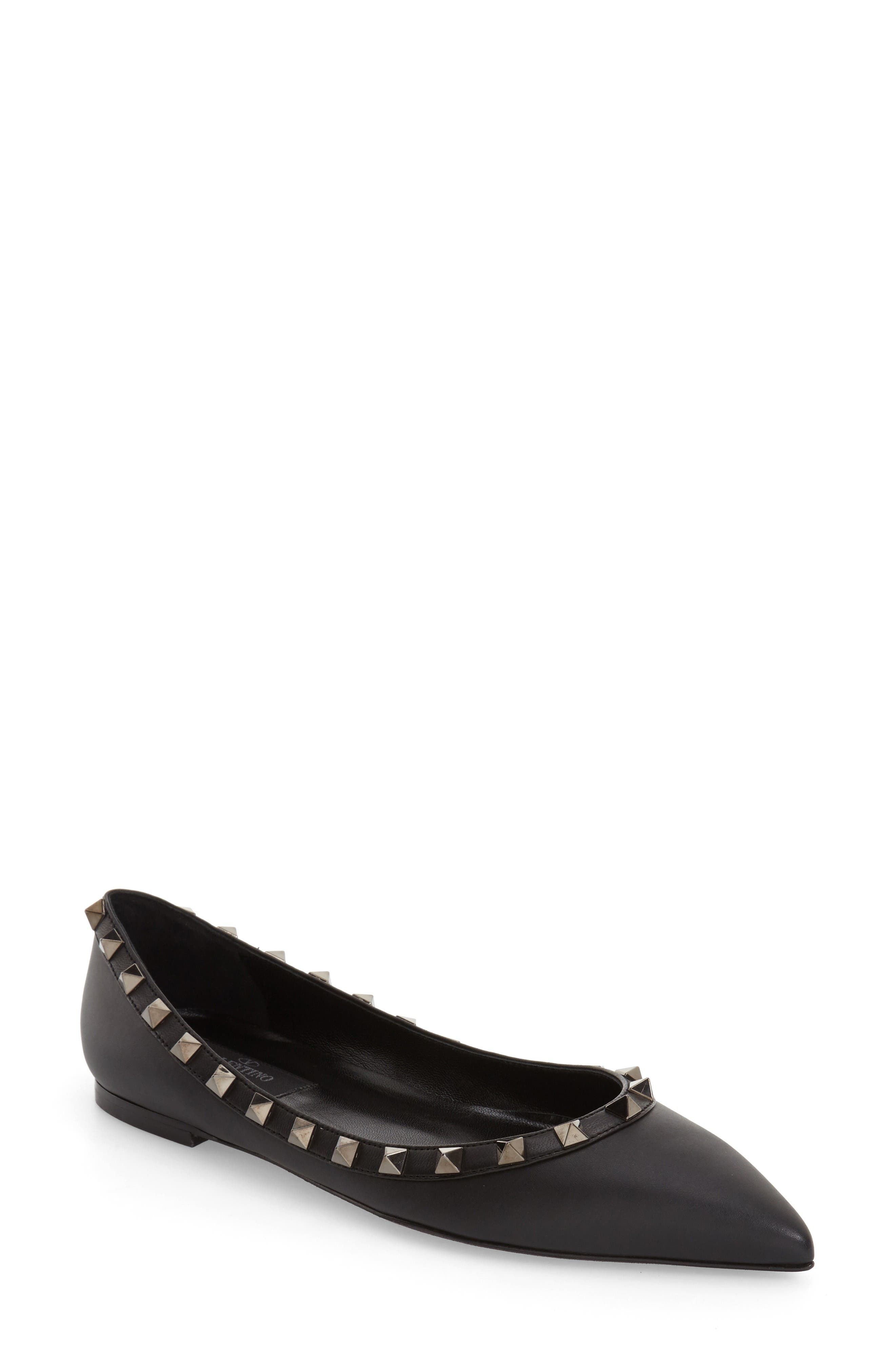 Valentino Garavani Rockstud Pointed Toe Flat, Main, color, 