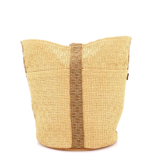 Pre-owned Hermes Hermes Saxo Handbag Woven Straw Gm In Brown