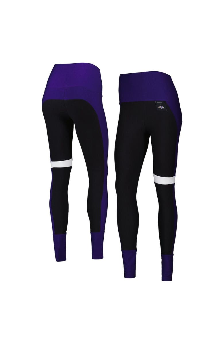 KIYA TOMLIN Women's KIYA TOMLIN Black/Purple Baltimore Ravens Colorblock Tri-Blend Leggings, Main, color, 