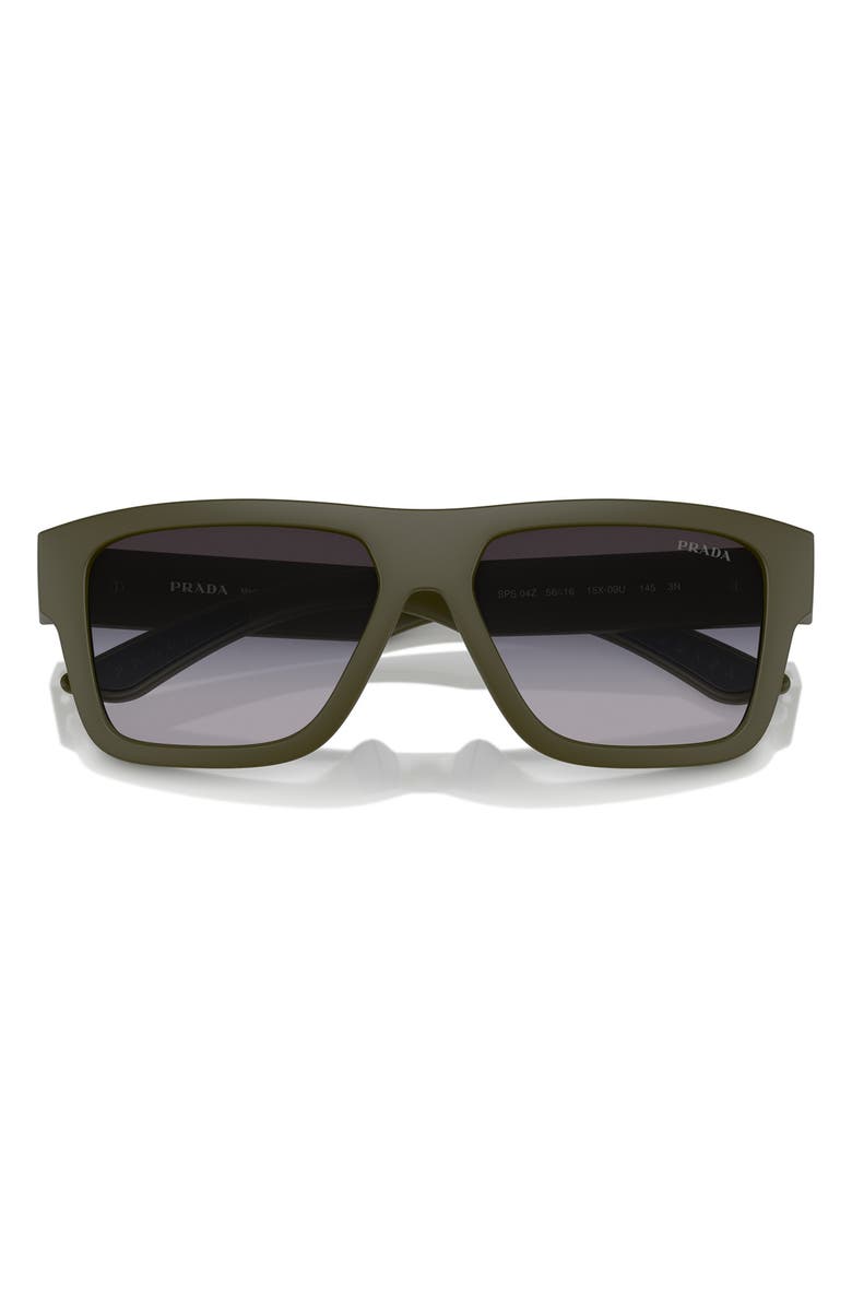 Prada Linea Rossa 56mm Square Sunglasses, Main, color, Grey Flash