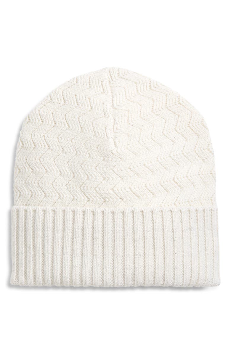 Missoni Metallic Zigzag Wool Blend Beanie, Main, color, 0003 White