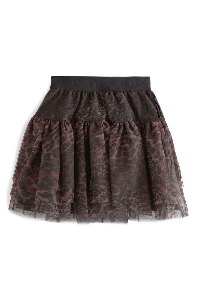 smALLSAINTS by ALLSAINTS Kids' Leopard Print Tiered Tulle Skirt, Alternate, color, Brown