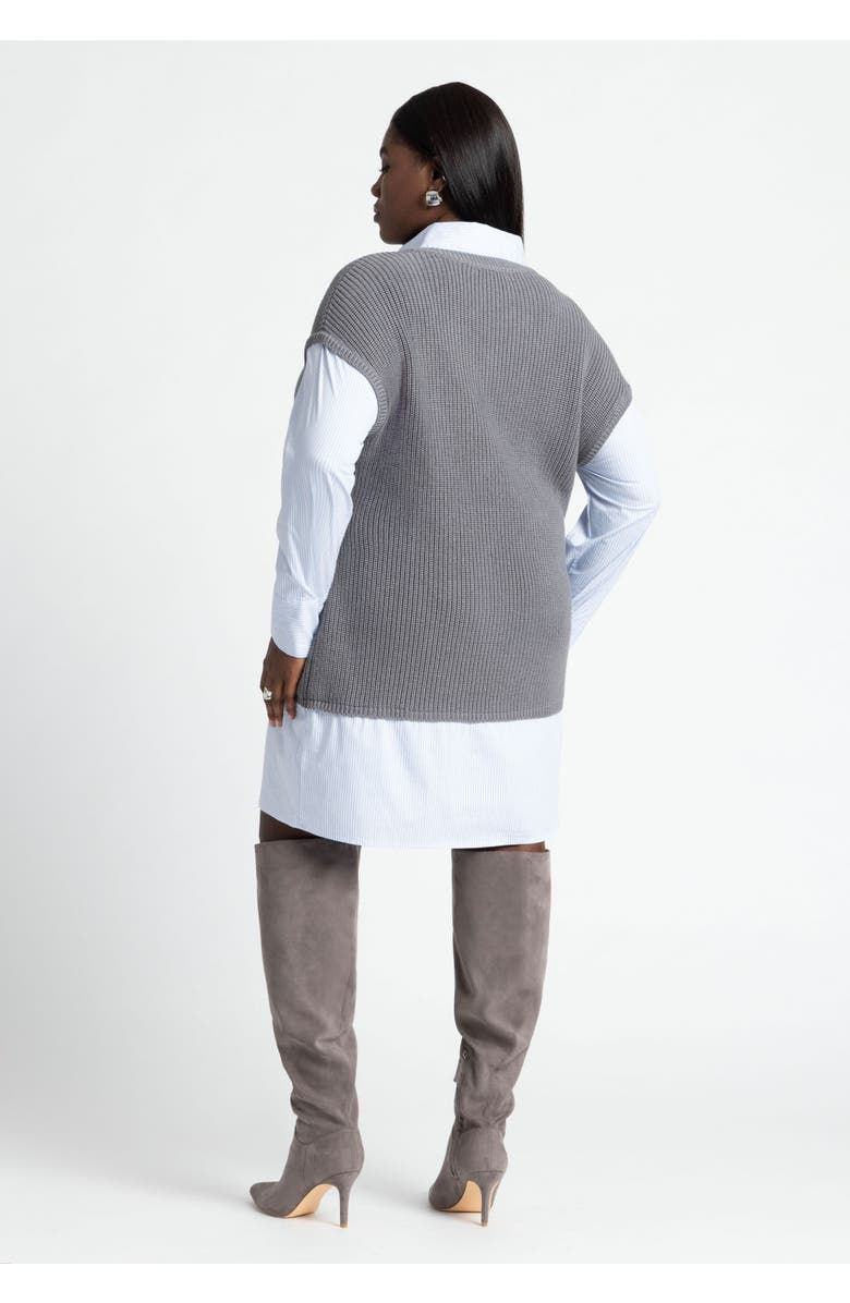 ELOQUII Twofer Shirt Dress, Alternate, color, Charcoal Smudge