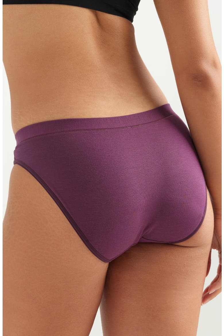 Period & Leakproof Regular Absorbency Comfort Bikini, Alternate, color, DEEP PLUM