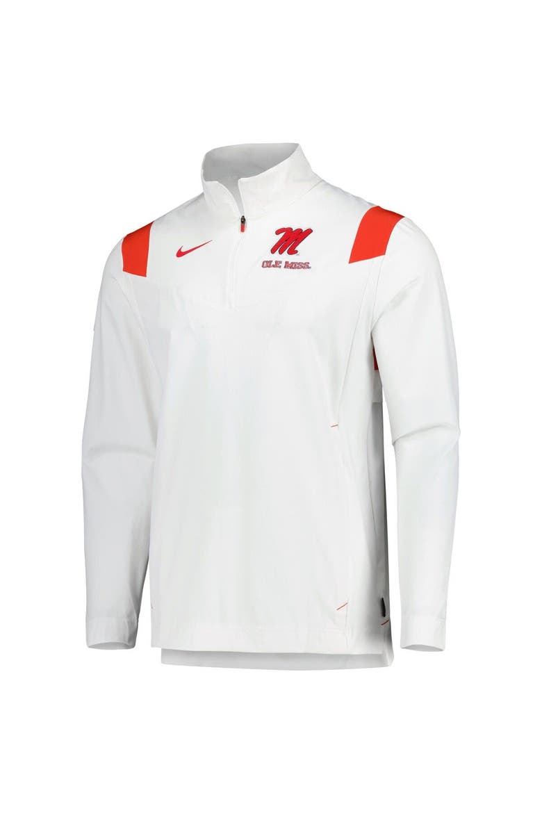 Men's Nike White Ole Miss Rebels 2022 Coaches Sideline Quarter-Zip Top, Alternate, color, White