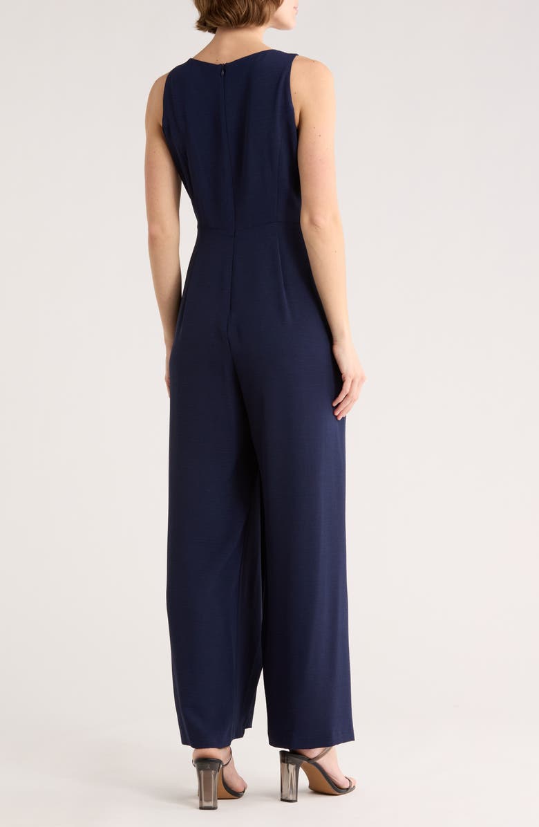 Connected Apparel Sleeveless Tie Waist Jumpsuit, Alternate, color, Navy
