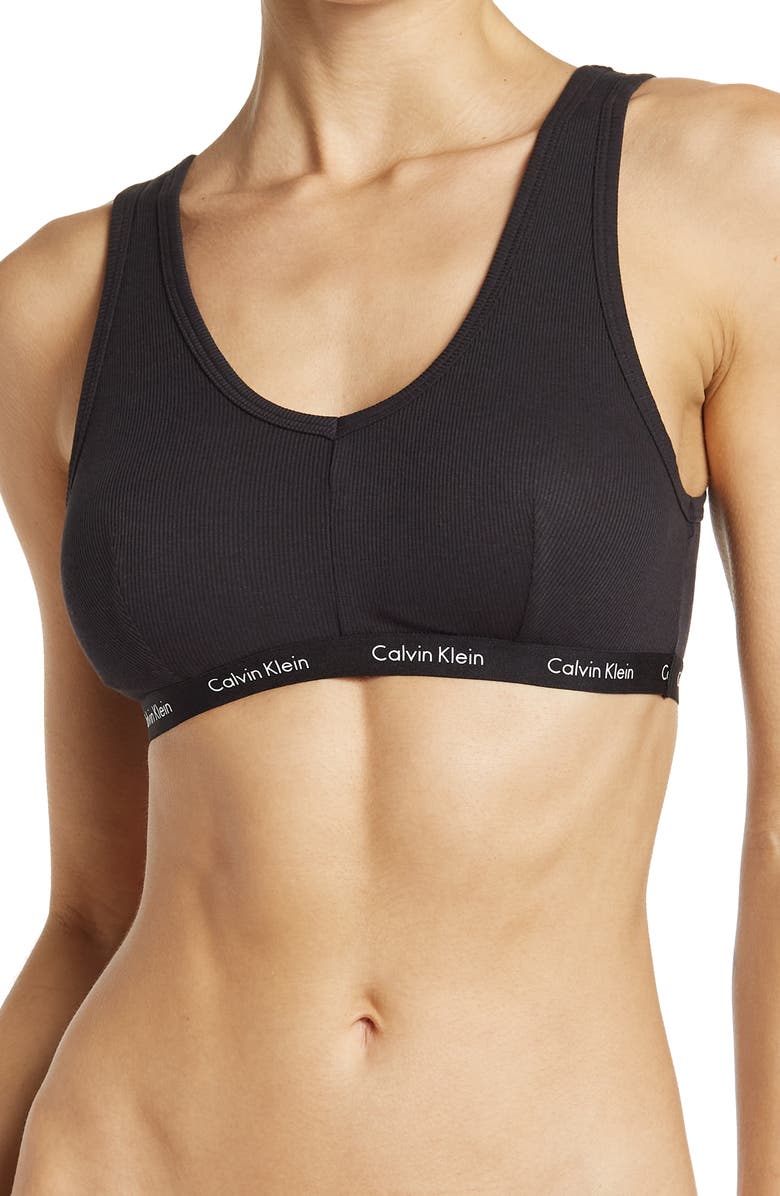 Calvin Klein Lightly Ribbed Bralette, Main, color, 