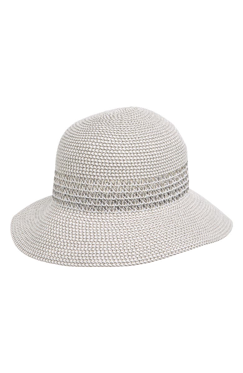 Nine West Woven Cloche Hat, Alternate, color, Grey Combo