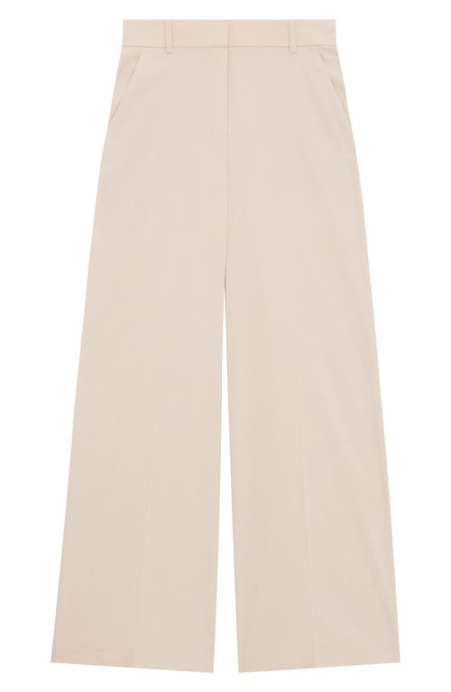 Theory High-waist Wide-leg Pant In Striped Canvas In Brown
