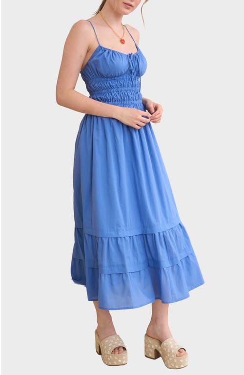BLU PEPPER BLU PEPPER SMOCKED OPEN BACK COTTON MAXI DRESS