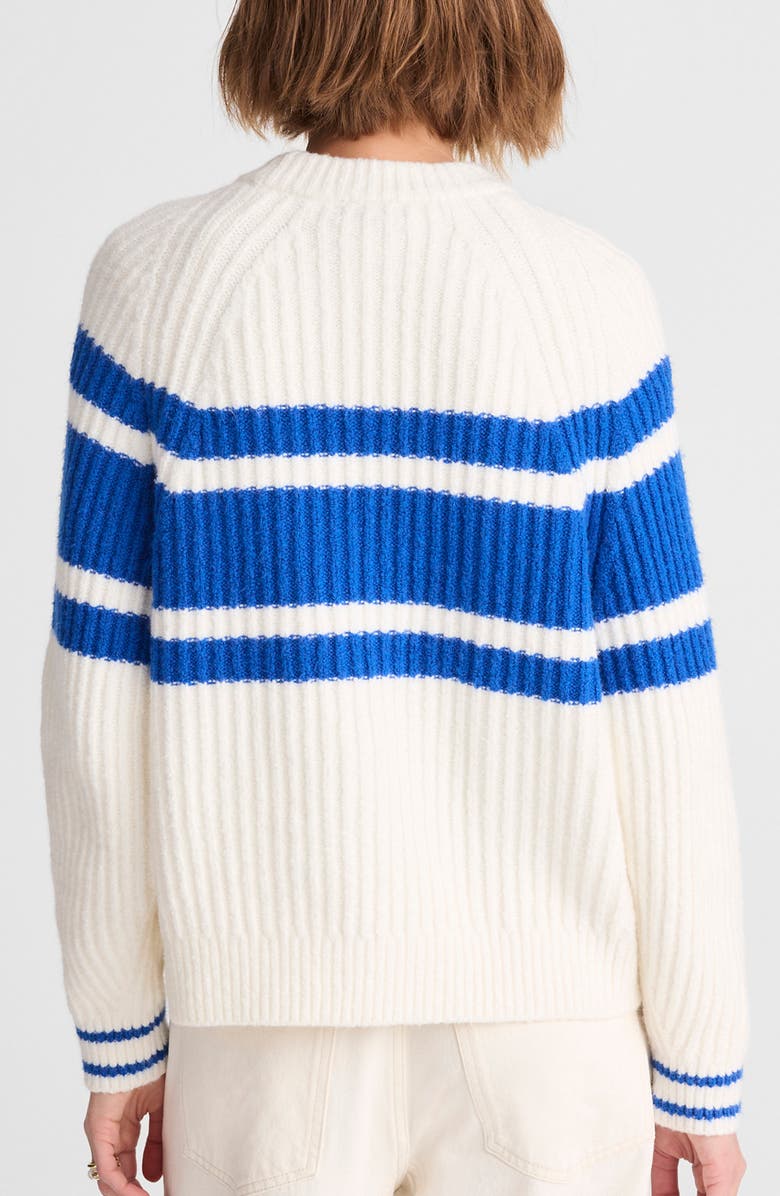 Madewell Stripe Raglan Sleeve Sweater, Alternate, color, Ivory And Blue Apres Stripe