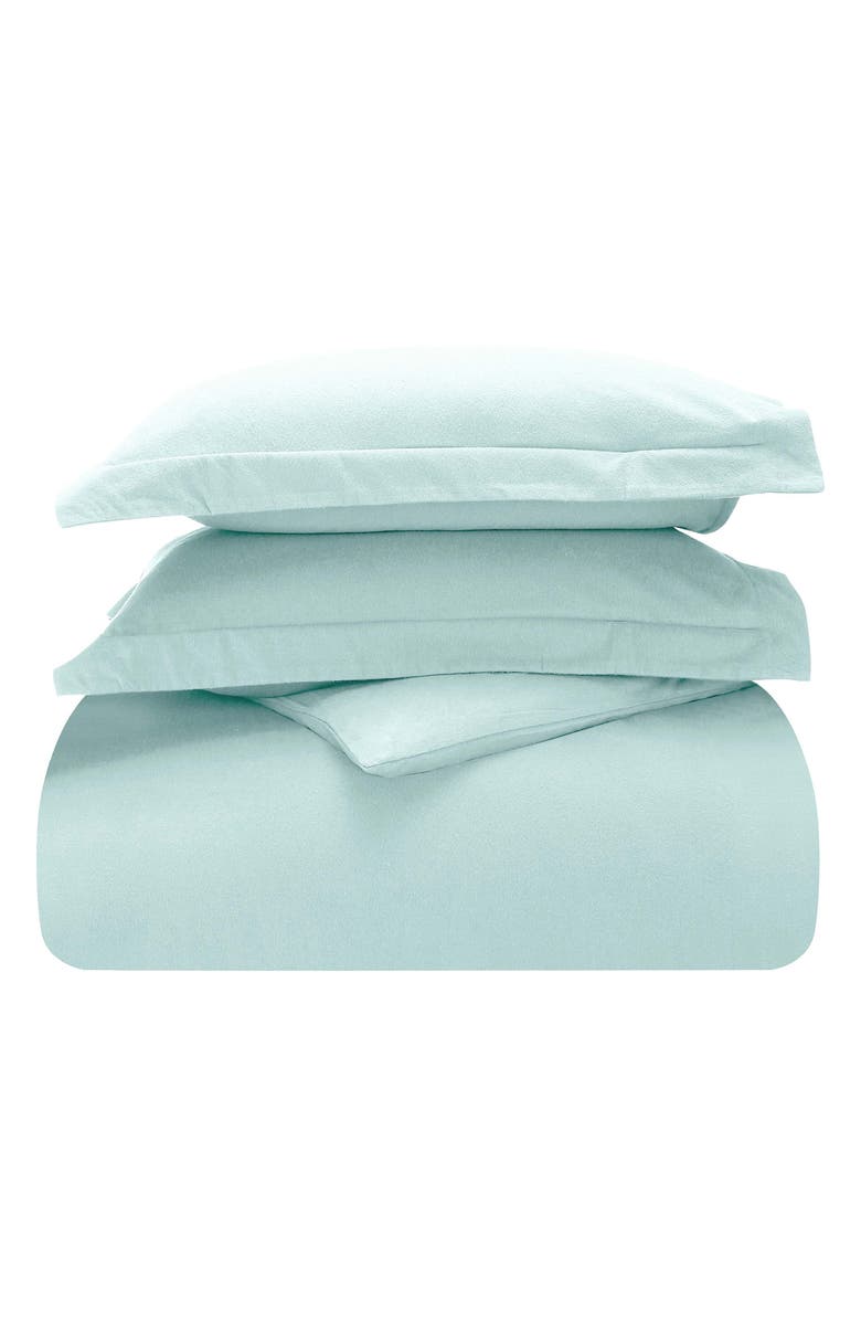 Superior Cotton Flannel Paisley Duvet Set, Main, color, Light Blue