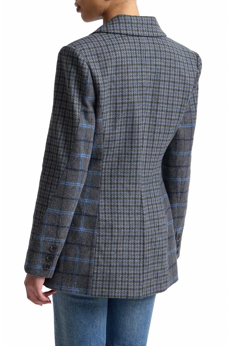 Plaid Double Breasted Blazer, Alternate, color, GREY PLAID MULTI
