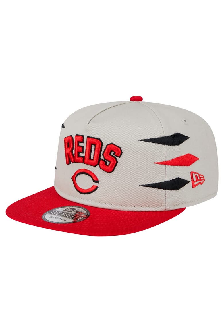 Men's New Era Cream Cincinnati Reds Iron Golfer Snapback Hat, Main, color, Cream