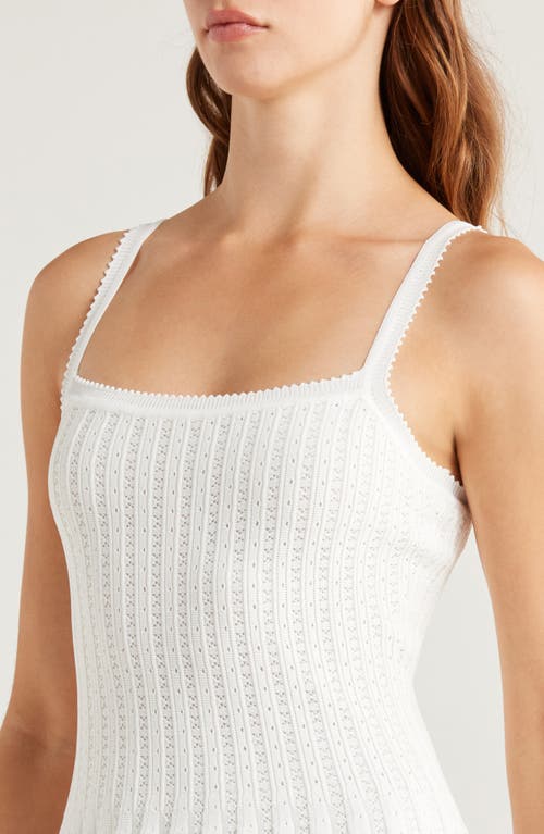 Staud Ellen Mixed Stitch Pleated Minidress In White