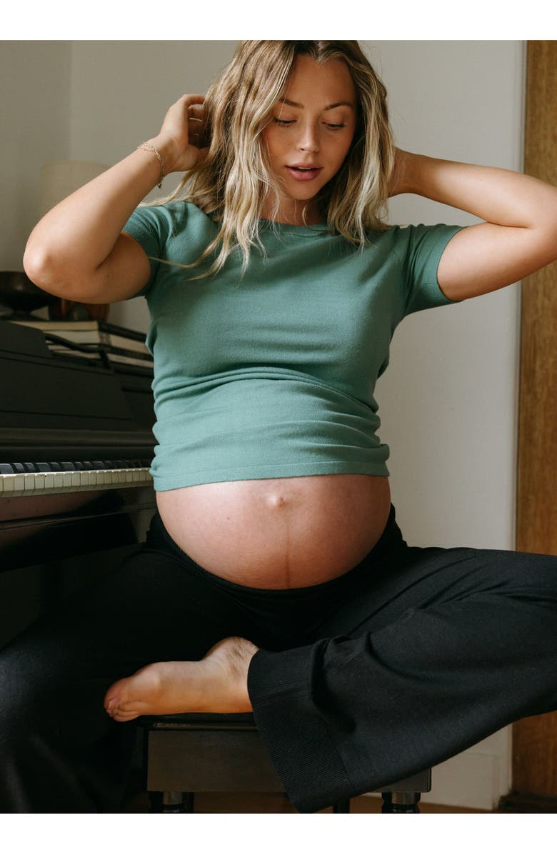 HATCH Collection The Softsculpt Knit Maternity Tee, Main, color, Juniper