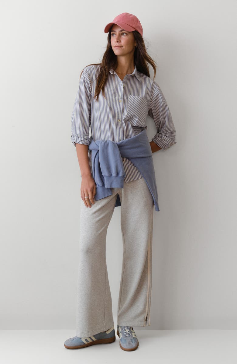 Marine Layer Jane California Relaxed Stripe Cotton Poplin Button-Up Shirt, Alternate, color, Blue Stripe