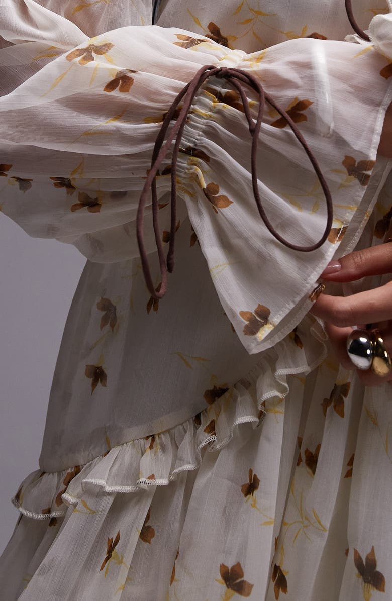 Topshop Floral Poet Long Sleeve Minidress, Alternate, color, 