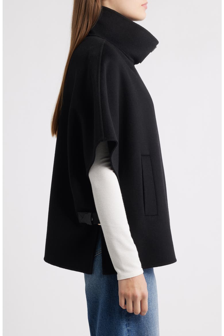 Double Face Wool Blend Cape, Alternate, color, BLACK