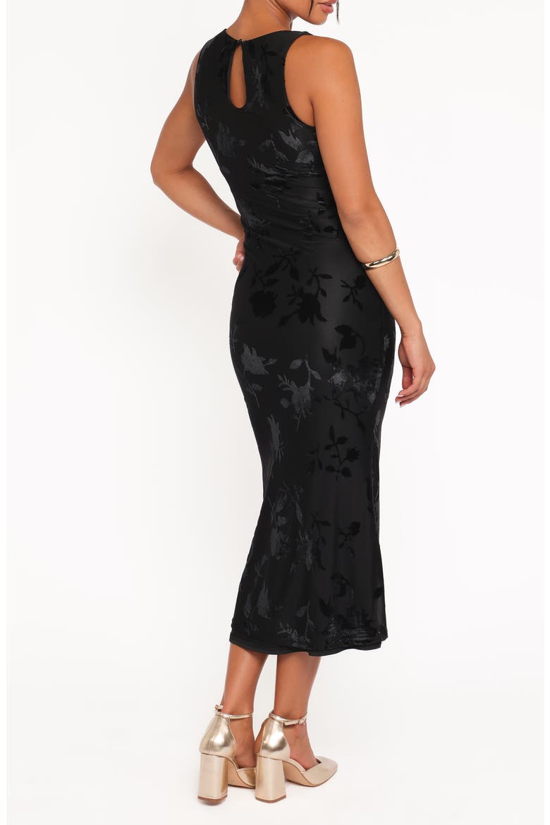Melinda Sleeveless Velvet Burnout Midi Dress, Alternate, color, BLACK
