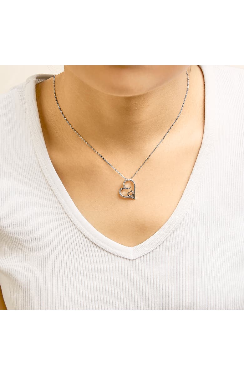 Haus of Brilliance 14K Rose Gold Plated Sterling Silver Diamond Accent Heart Pendant Necklace, Alternate, color, White Gold Over Silver