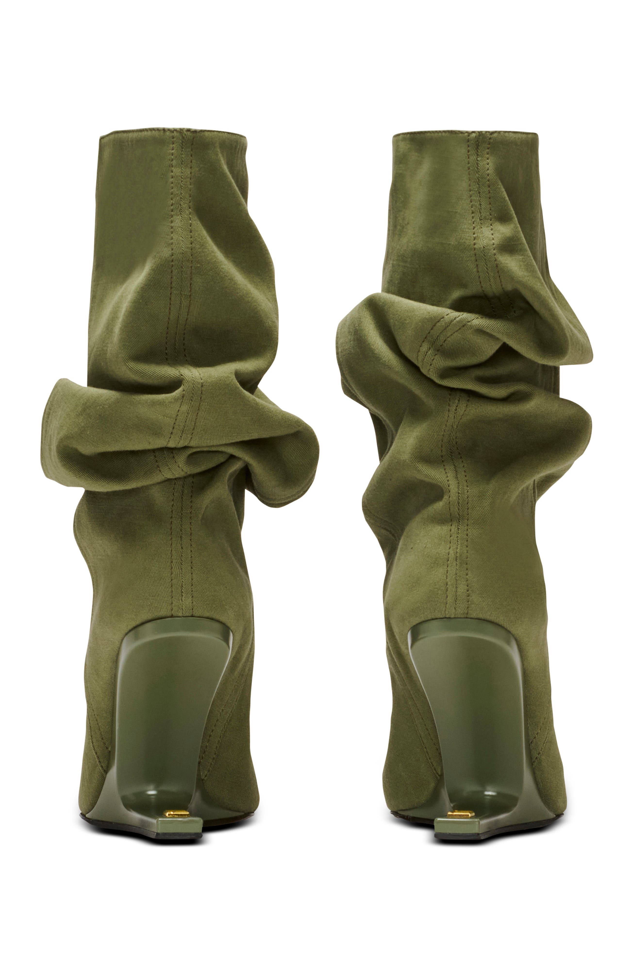 Balmain "No Wedge" cotton-linen ankle boots, Alternate, color, Green