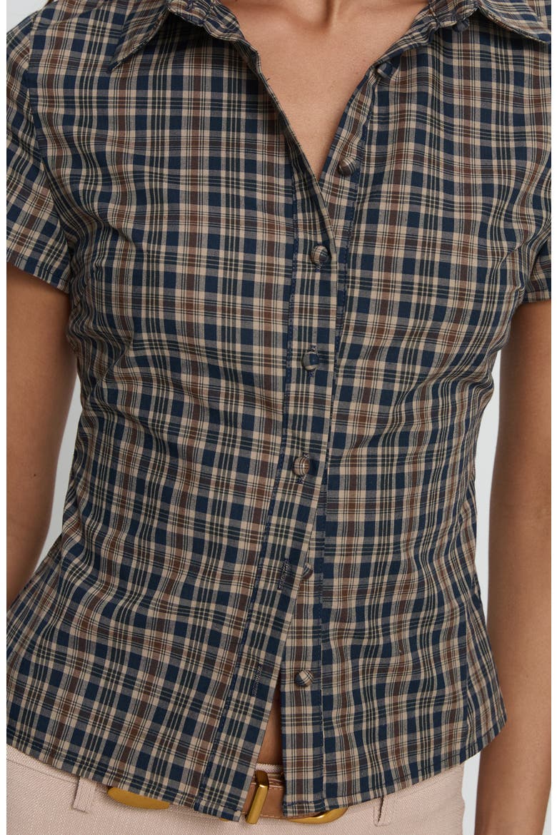Lift Off Plaid Cotton Button-Up Shirt, Alternate, color, BLUE
