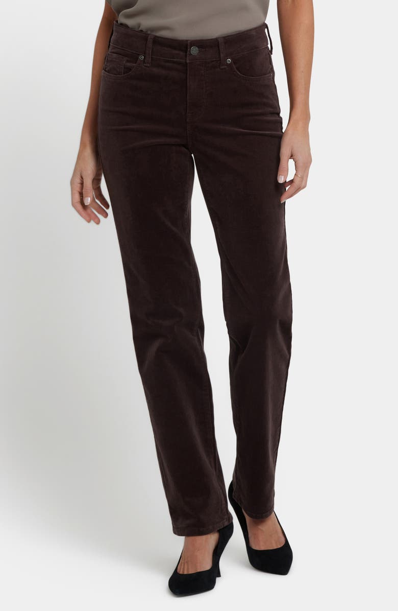 NYDJ Marilyn Corduroy Straight Leg Pants, Alternate, color, Bitter Chocolate