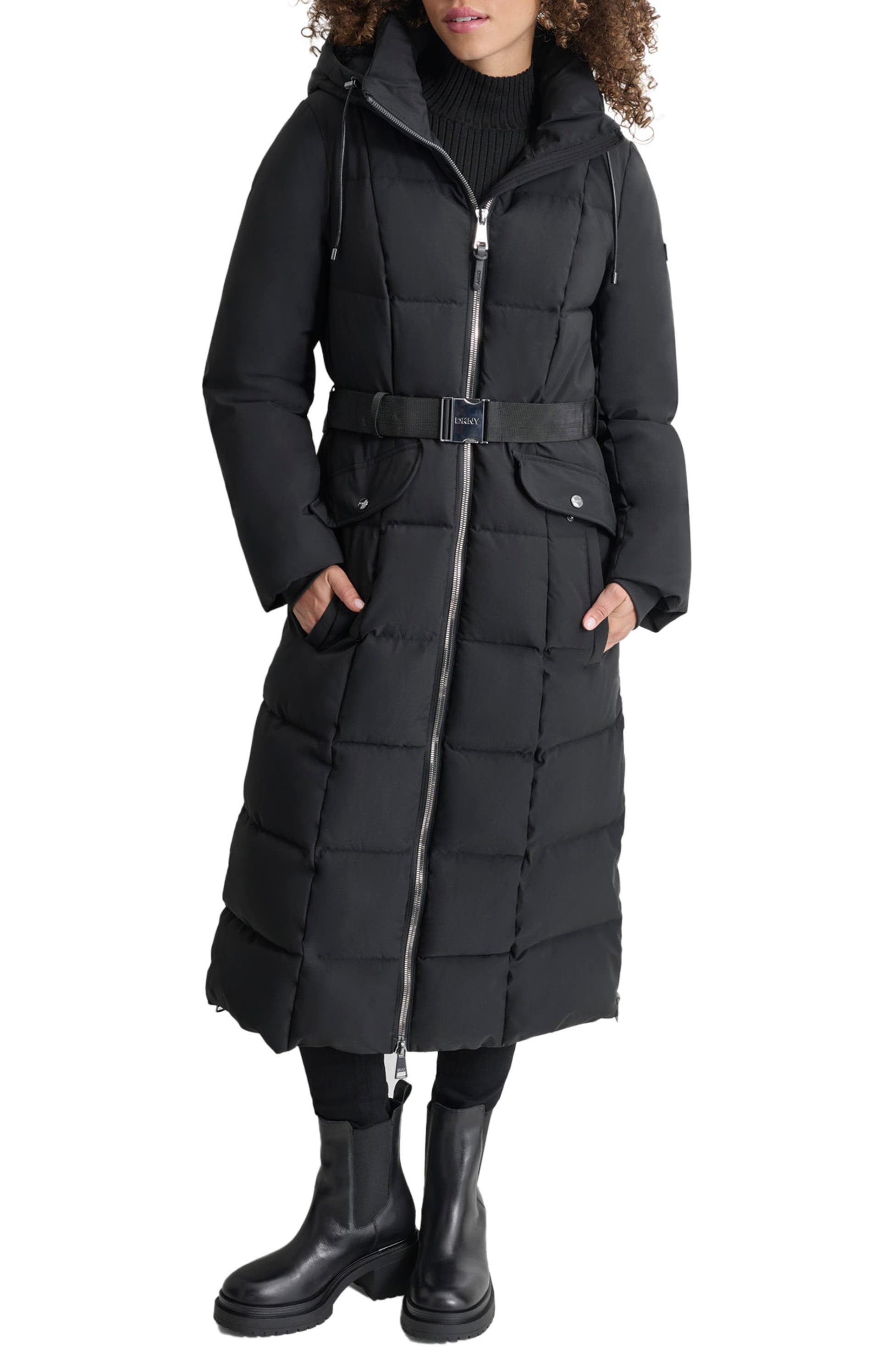 Belted Hooded Maxi Puffer Jacket