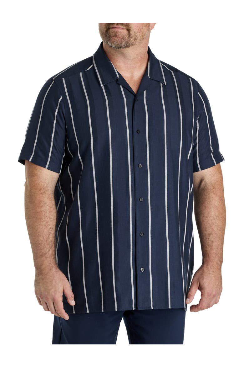 Big & Tall Striped Sport Shirt, Main, color, DARK SAPPHIRE