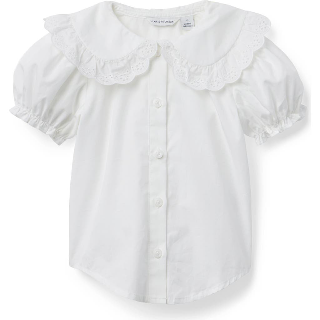 Janie And Jack Lace Trim Collar Top In White