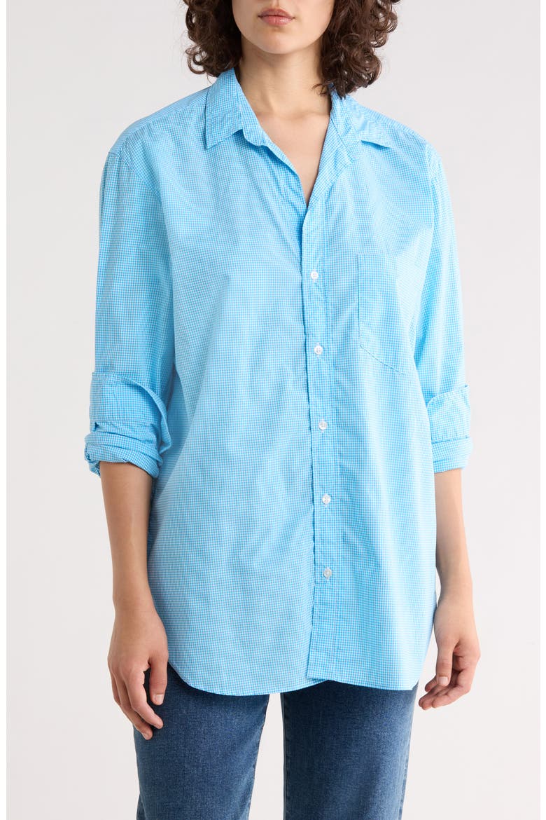 Relaxed Fit Button-Up Shirt, Main, color, GINGHAM BLUE