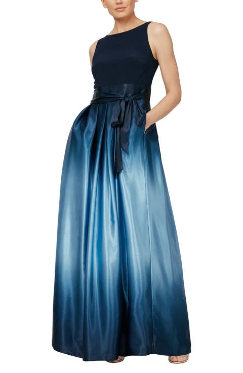 SLNY Ombre Satin Gown (Petite)