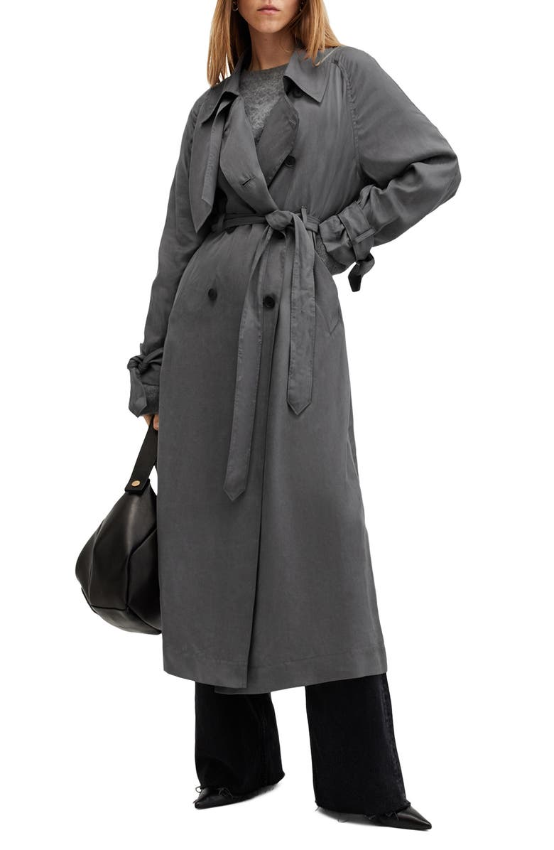 AllSaints Koko Trench Coat, Alternate, color, Eiffel Grey
