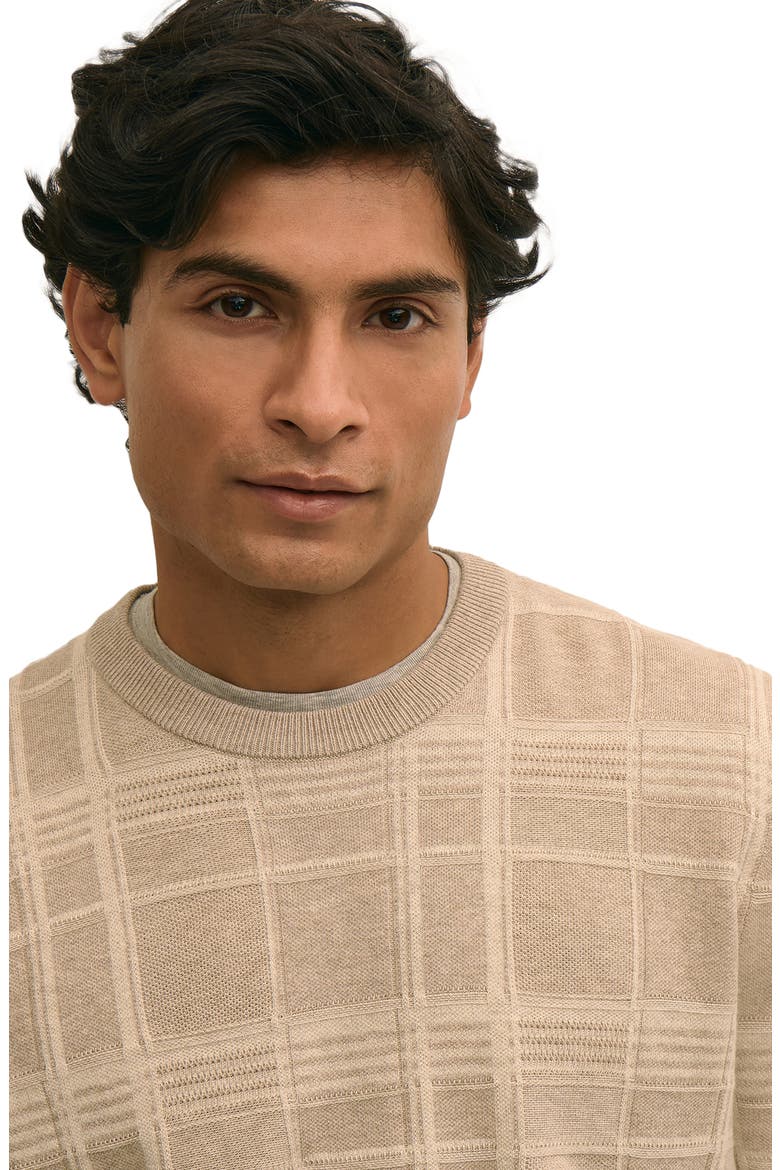 Plaid Texture Cotton Sweater, Alternate, color, BEIGE TAN PLAID