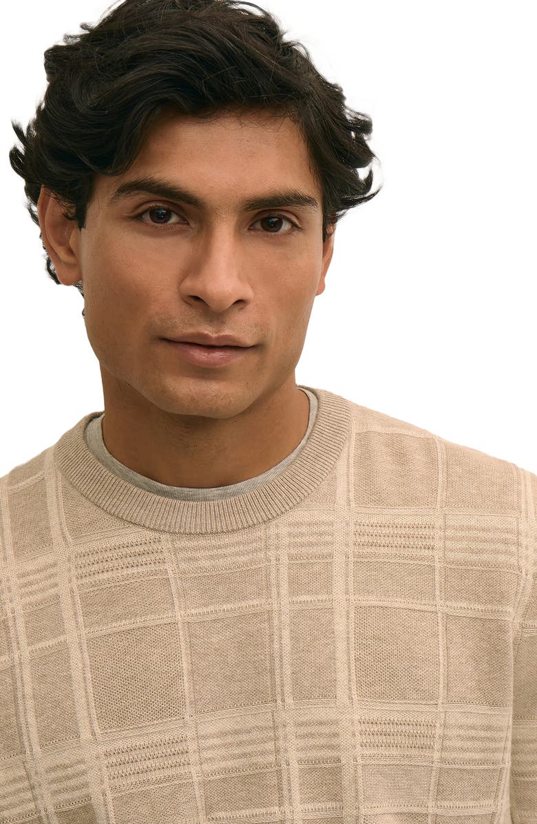 Brooks Brothers Plaid Texture Cotton Sweater, Alternate, color, Beige Tan Plaid