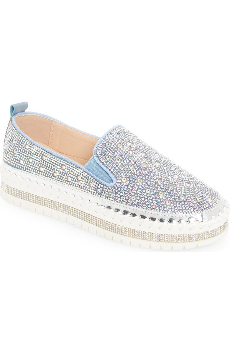 AZALEA WANG Rhinestone Sneaker, Main, color, Denim