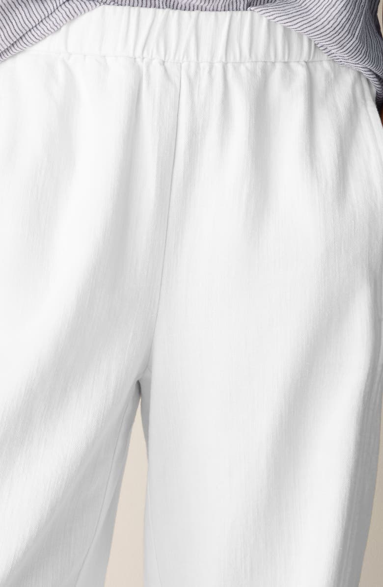 Eileen Fisher Organic Cotton & Organic Linen Ankle Lantern Pants, Alternate, color, White