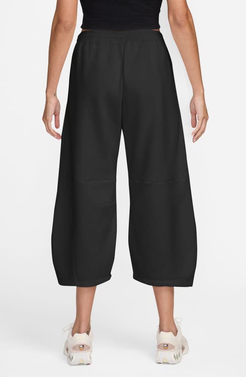 Nike Phoenix Fleece Loose Crop Barrel Pants In Black