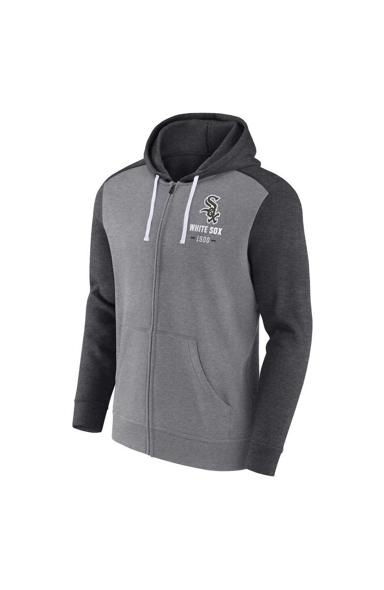 FANATICS Men's Fanatics Branded Heathered Charcoal/Heathered Gray Chicago White Sox Blown Away Full-Zip Hoodie, Alternate, color, Heather Charcoal