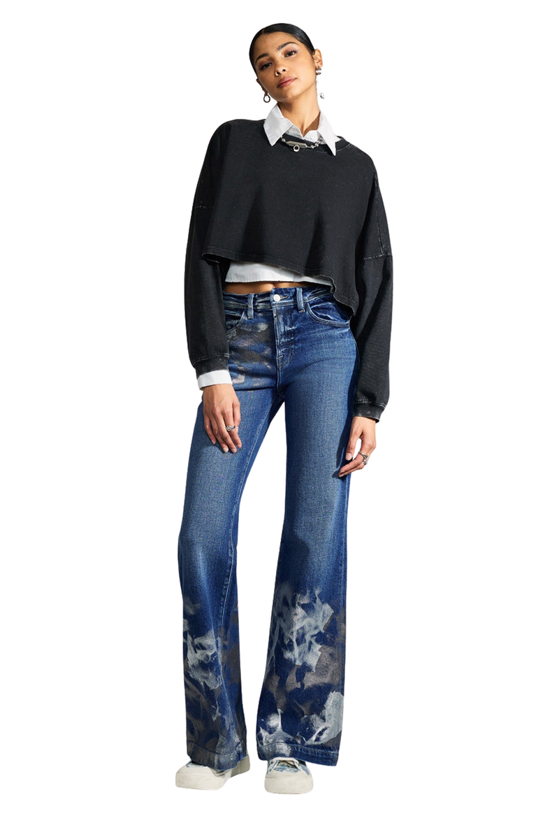 Rosaline Premier High Rise Holly Flare Jeans, Alternate, color, Dark Wash / Silver