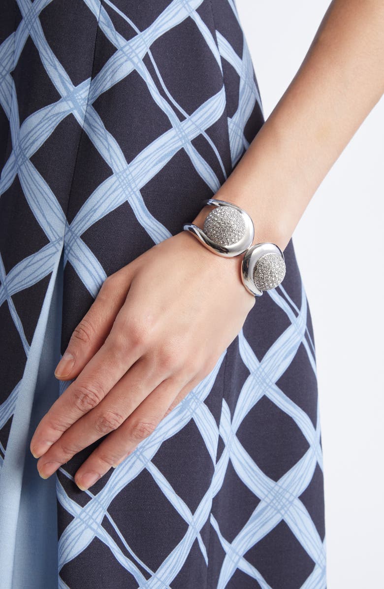 Oscar de la Renta Pavè Hinge Cuff Bracelet, Alternate, color, Silver