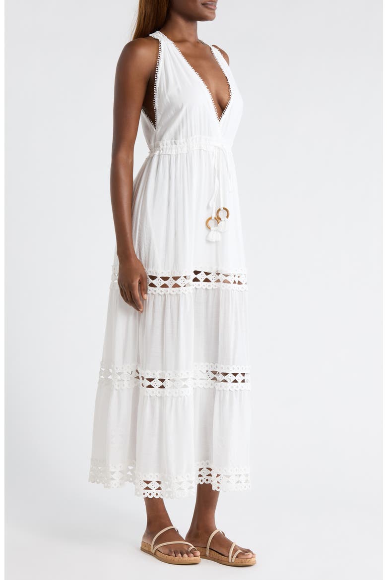 Cutout Trim Sleeveless Cover-Up Maxi Dress, Alternate, color, WHITE