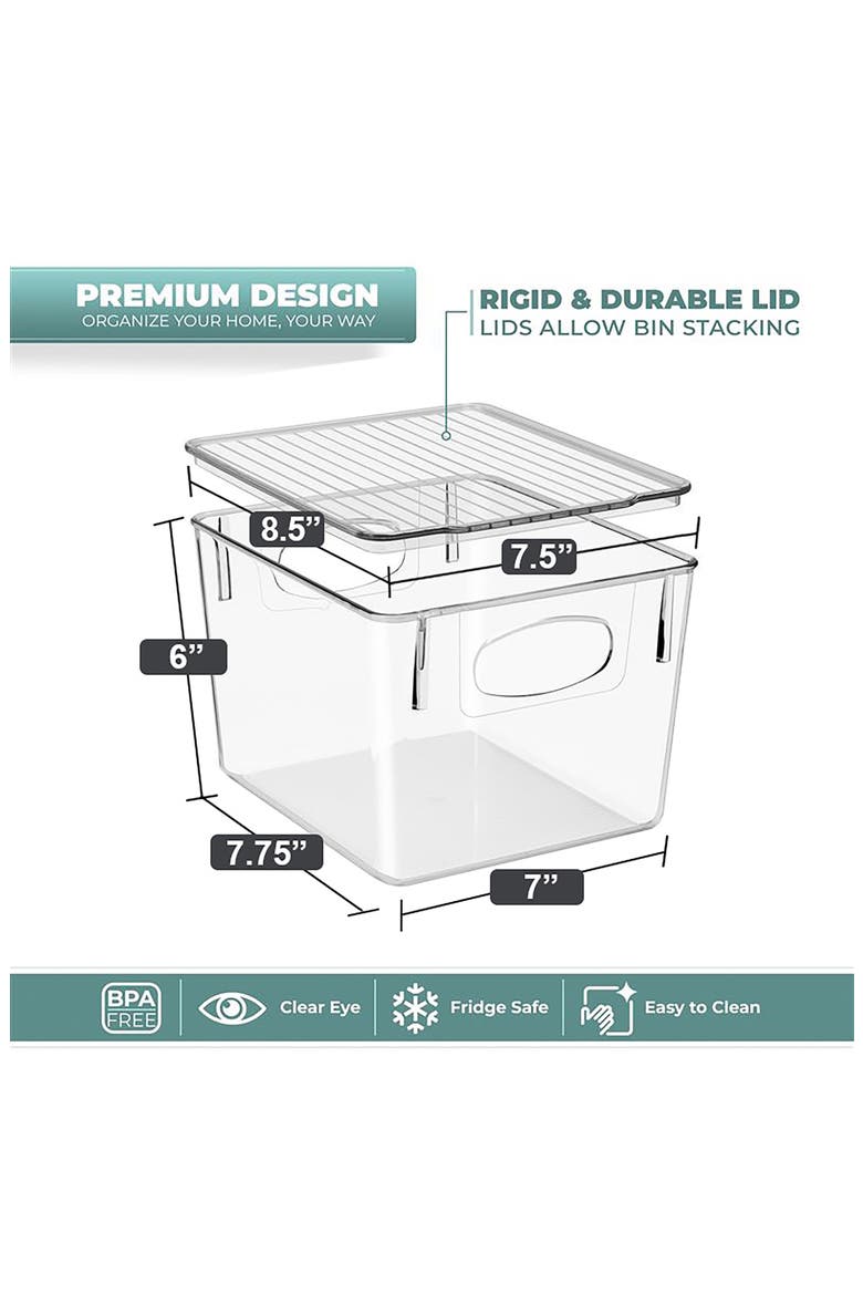 Set of 2 Medium Clear Storage Bins, Alternate, color, CLEAR