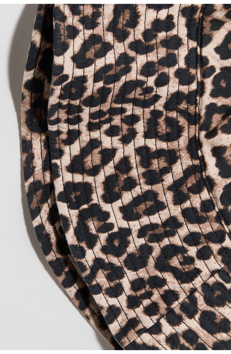 H&M Cotton Twill Sun Hat, Alternate, color, Light Beige/Leopard Print
