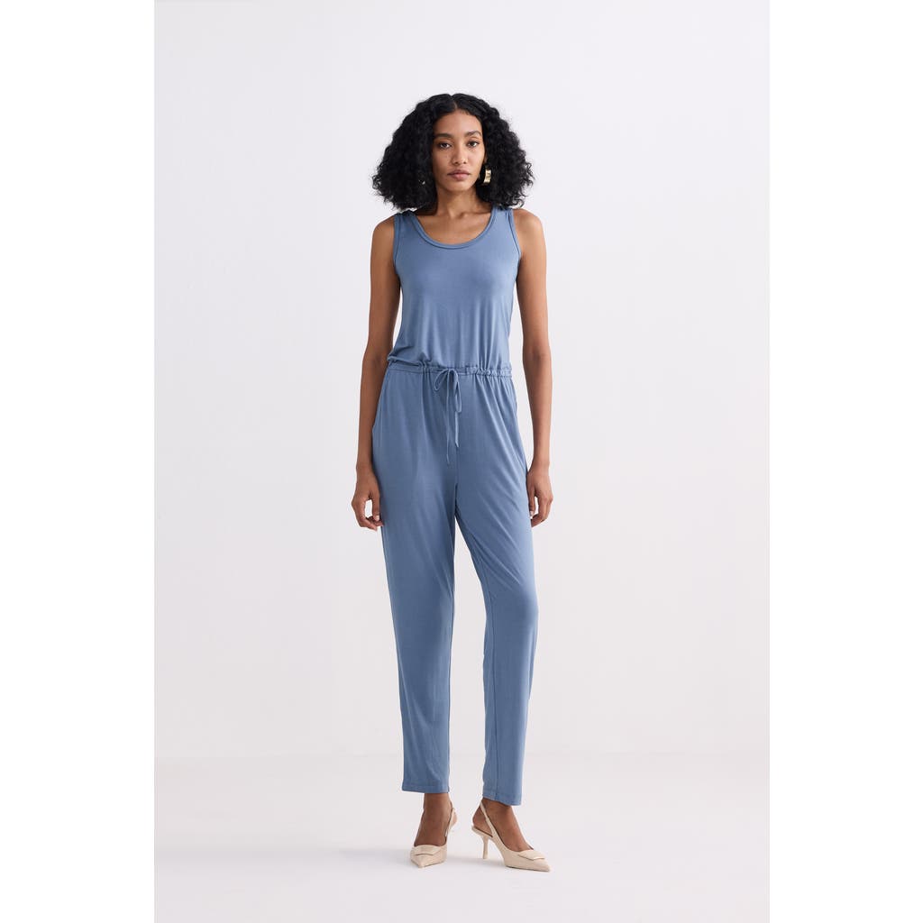 Reistor Relaxed Drawstring Jumpsuit With Incut Sleeves In Blue