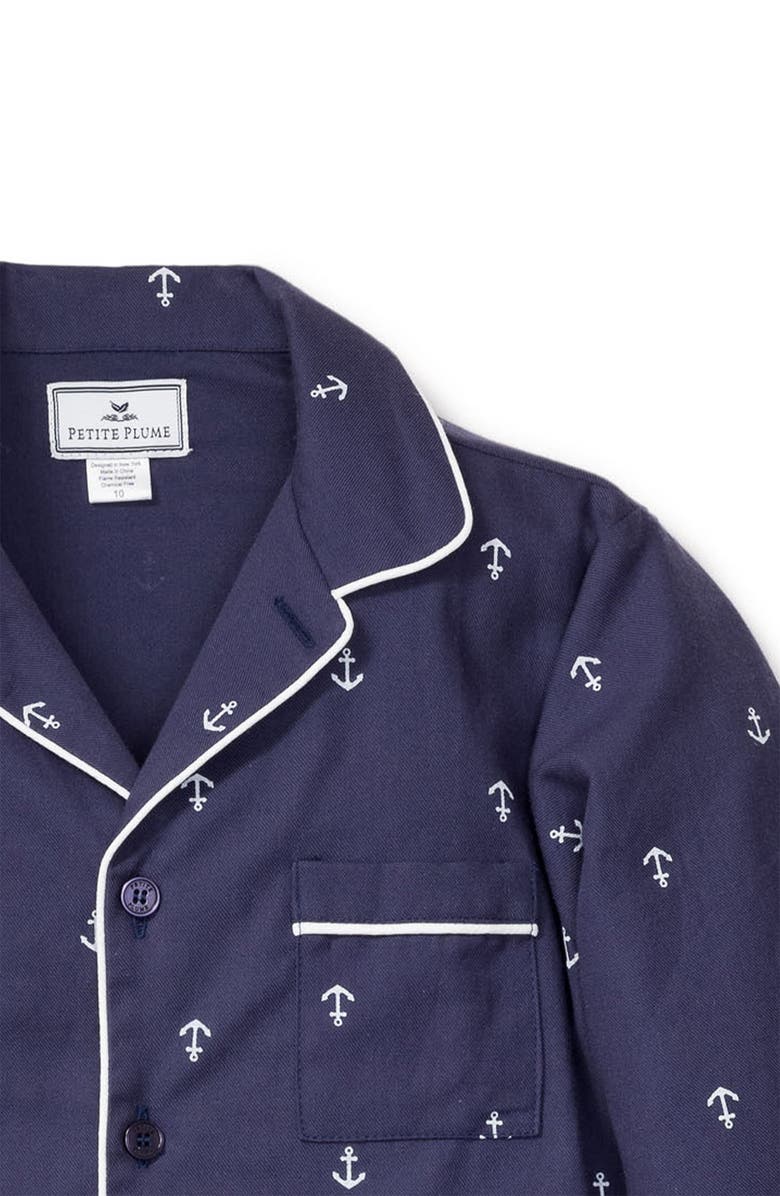 Petite Plume Portsmouth Anchors Long Sleeve Two-Piece Pajamas, Alternate, color, 