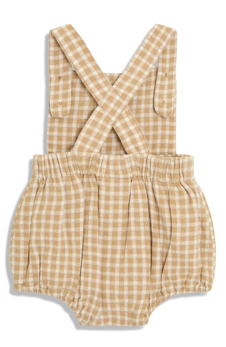 JOJO MAMAN BEBE Stripe Cotton Shirt, Romper & Hat Set, Alternate, color, Brown