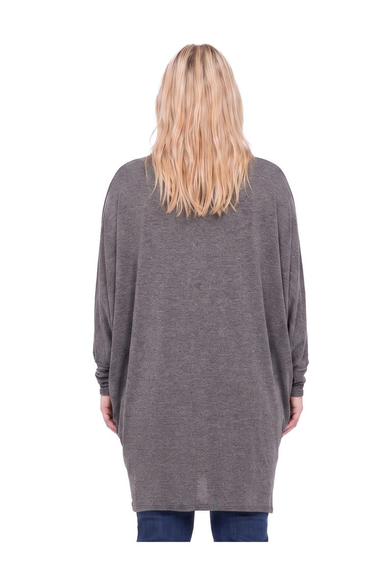 24seven Comfort Basic Curvy Soft Stretch Open Front Cardigan Jacket, Alternate, color, Smoke